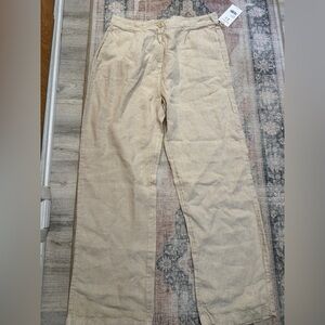 NWT MATE THE LABEL NATURAL Linen Tailor Wide-Leg Pants
